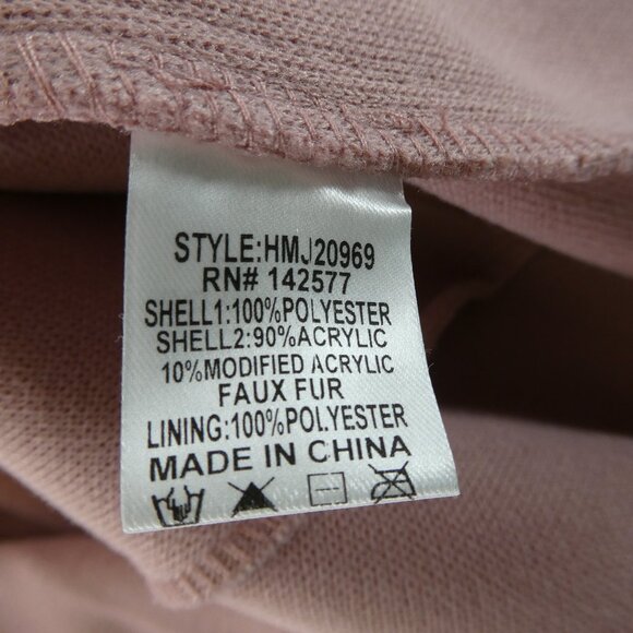 Haute Monde Faux Fur Coat Hooded Mauve HMJ20969 Women’s Size Large Plush Jacket - Picture 9 of 10